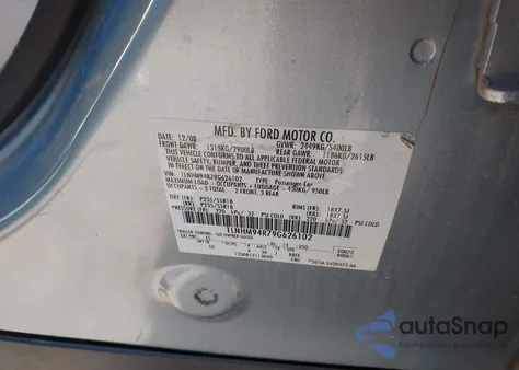 2009 Lincoln Mks из США, поврежденный, VIN 1LNHM94R79G626102